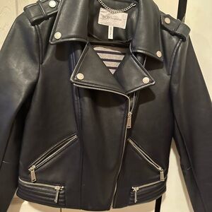 BCBGeneration Black Leather Moto Jacket Asymmetrical Design